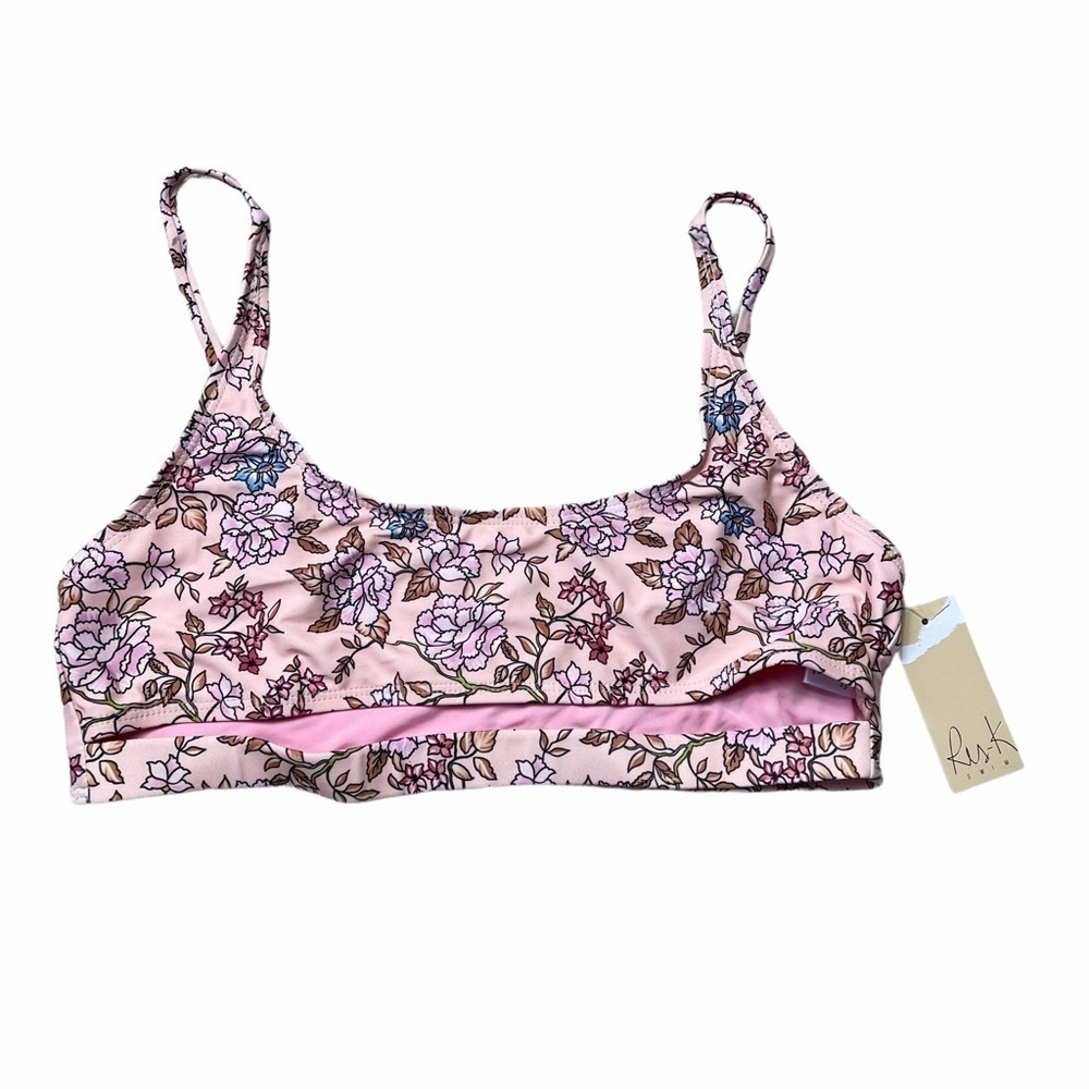 Ris K Swimwear Pink Floral Bikini Top Size L